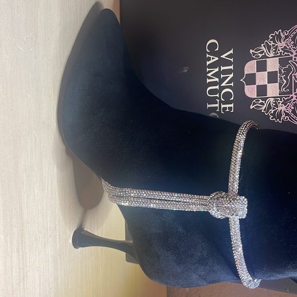 Vince Camuto suede heel boots rhinestones Carlyma sz 8.5 FINAL - Picture 5 of 17